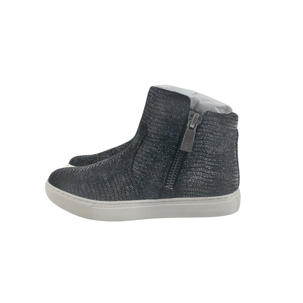 Kenneth Cole Kiera Casual Ankle Booties Sneakers Sz 5 Black/Metallic Pewter New